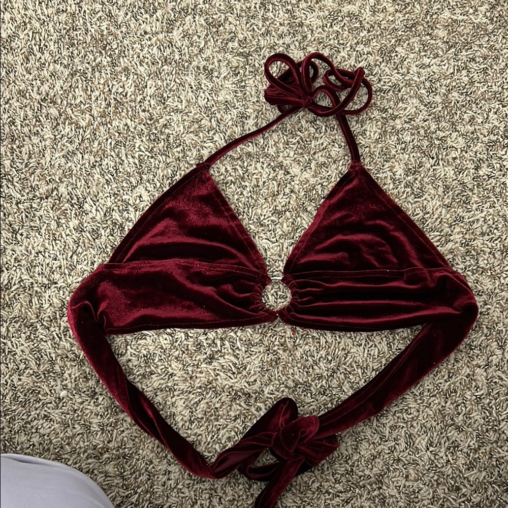 Velvet Burgundy Halter Top